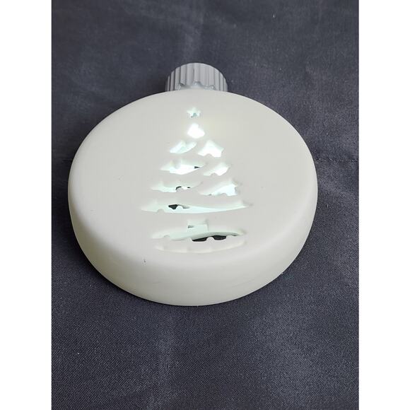 White Ceramic Bisque LED Lighted Hanging Christmas Tree 2-Sided Ornament - Picture 3 of 6